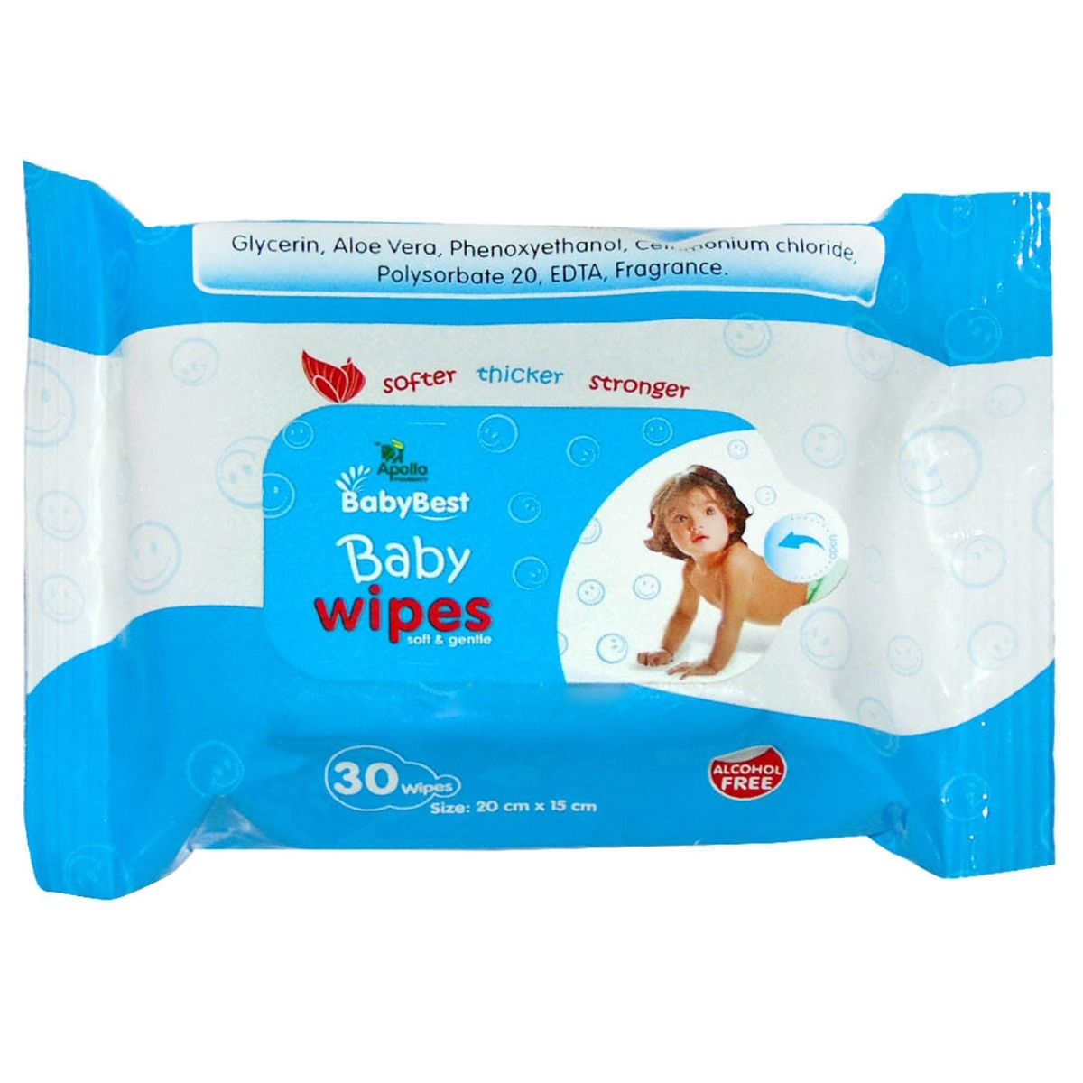 Apollo Pharmacy Baby Best Soft & Gentle Baby Wipes, 30 Count, Pack of 1 