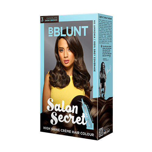 Buy BBLUNT Salon Secret High Shine Creme Hair Colour, Chocolate Dark Brown 3, 100 gm with Shine Tonic, 8 ml Online