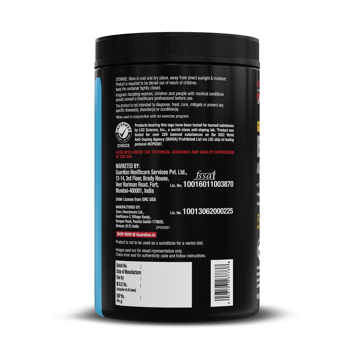 GNC AMP Gold Series BCAA Advanced Spicy Guava Flavour Powder, 400 gm