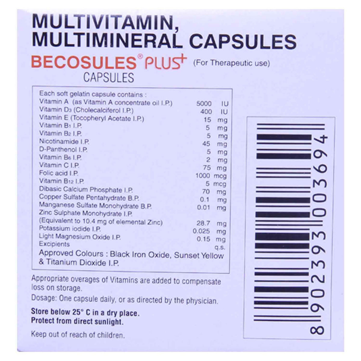 Becosules Plus Capsule 30's Price, Uses, Side Effects, Composition ...