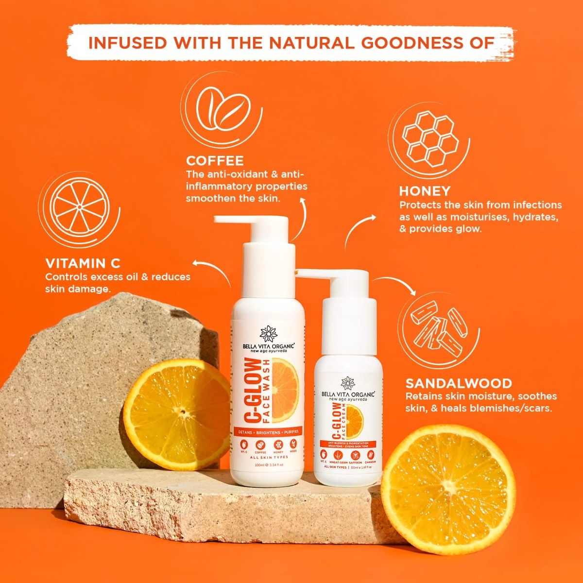 Bella Vita Organic Vitamin C Brighten & DeTan Combo (Face Wash 100 ml