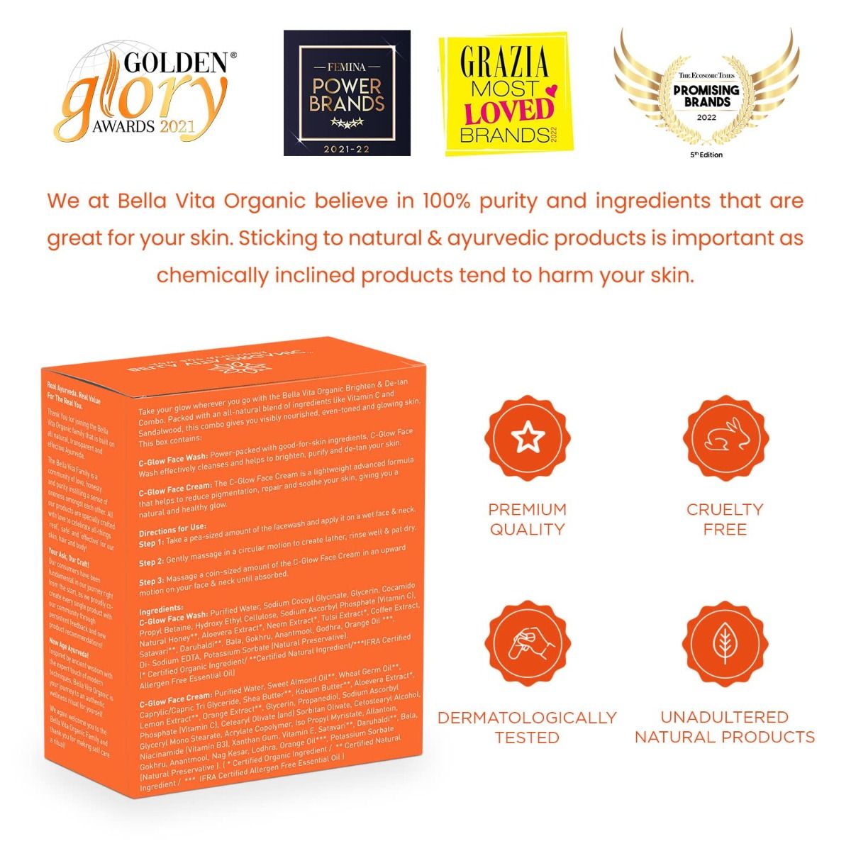 Bella Vita Organic Vitamin C Brighten & DeTan Combo (Face Wash 100 ml