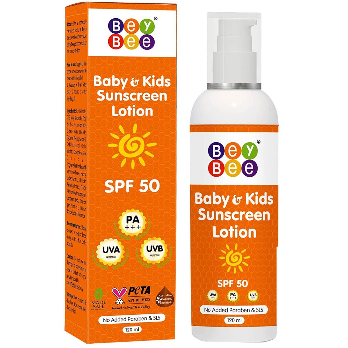 Bey Bee Baby & Kids Sunscreen Lotion SPF 50, 120 ml, Pack of 1 