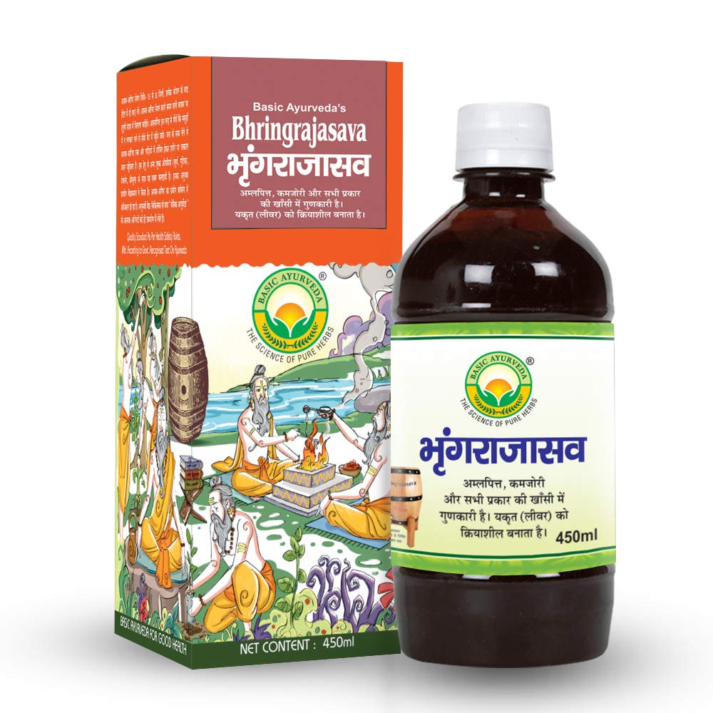 Basic Ayurveda Bhringrajasava Syrup, 450 ml, Pack of 1 