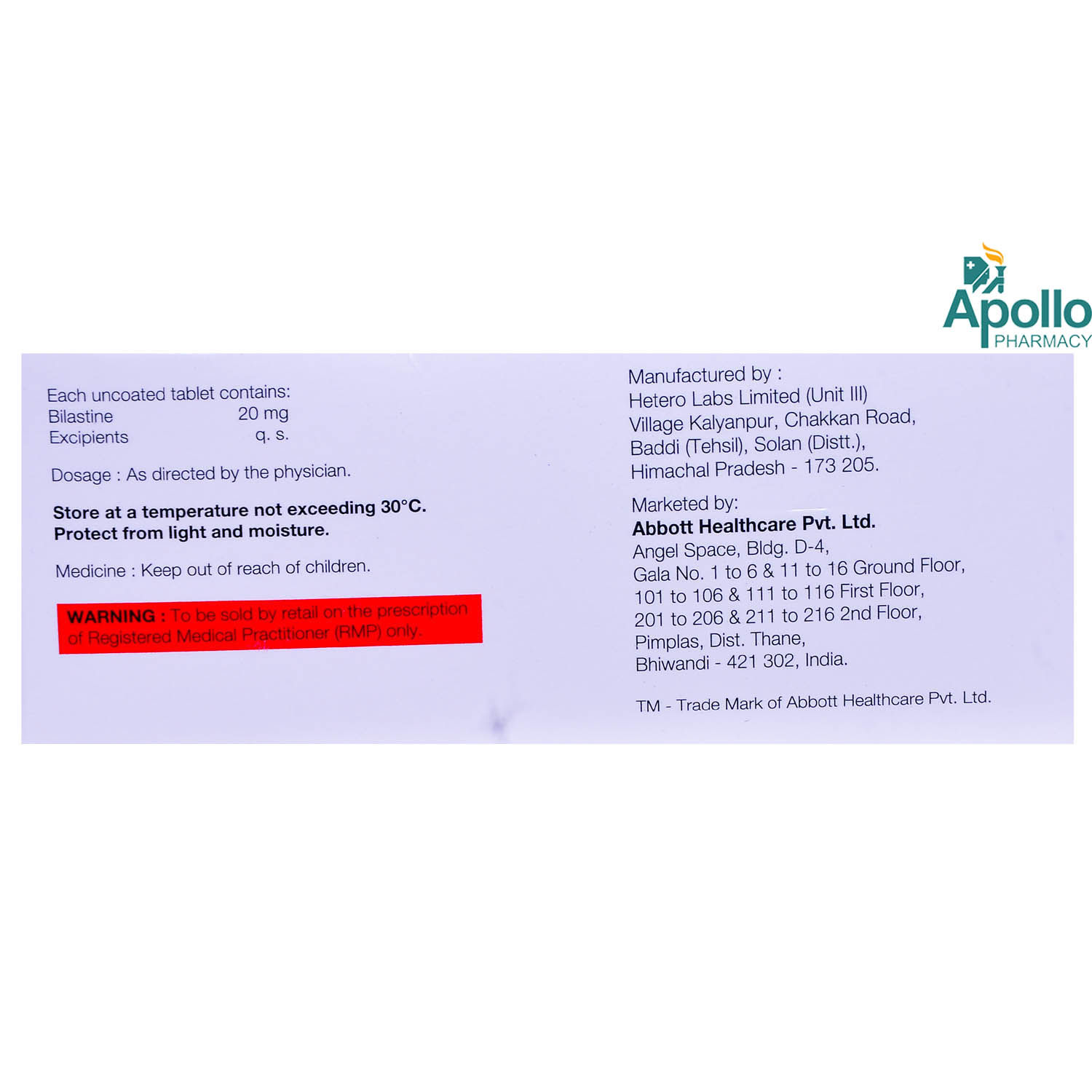 Bilazest Tablet 10 S Price Uses Side Effects Composition Apollo Pharmacy