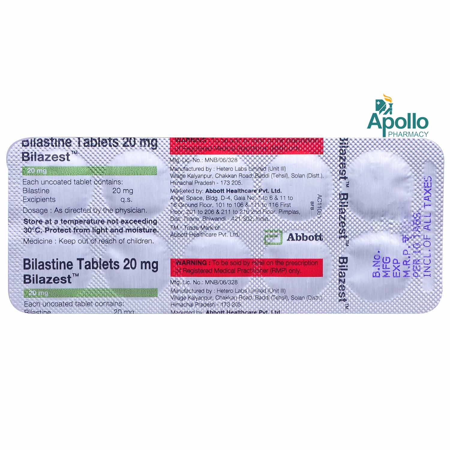 Bilazest 20 Tablet 10s Price Uses Side Effects Composition Apollo