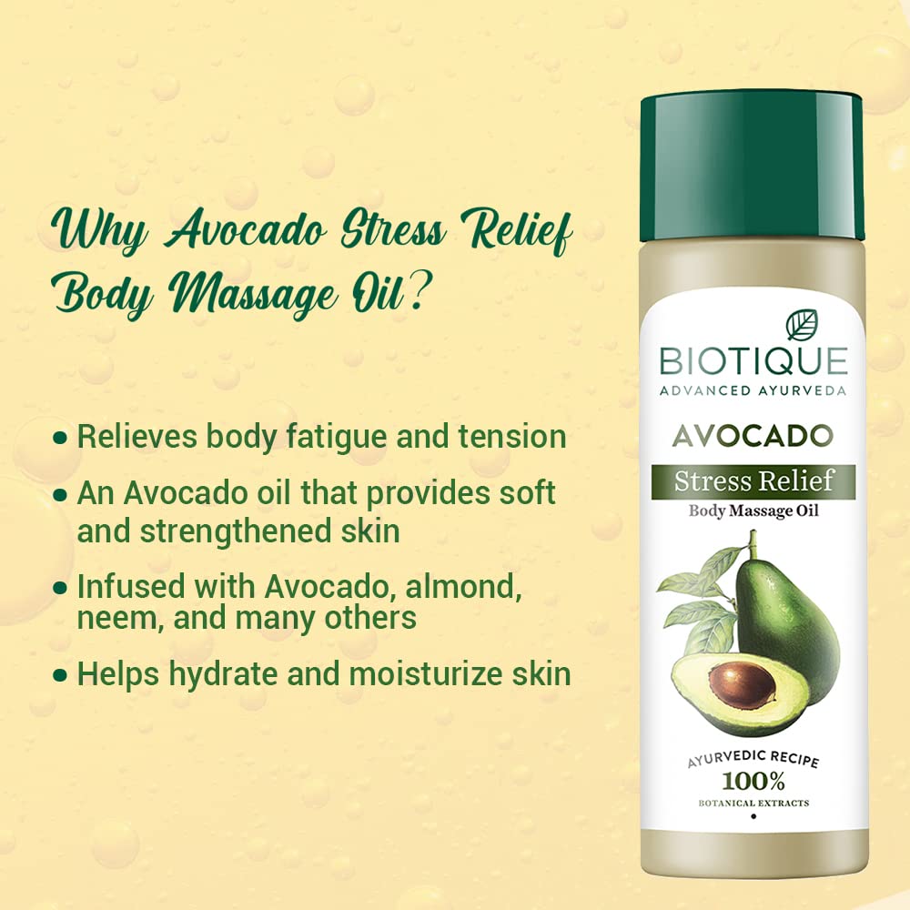 Biotique Bio Avocado Stress Relief Body Massage Oil, 200 ml Price, Uses