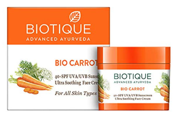 biotique bio carrot spf 40 sunscreen review