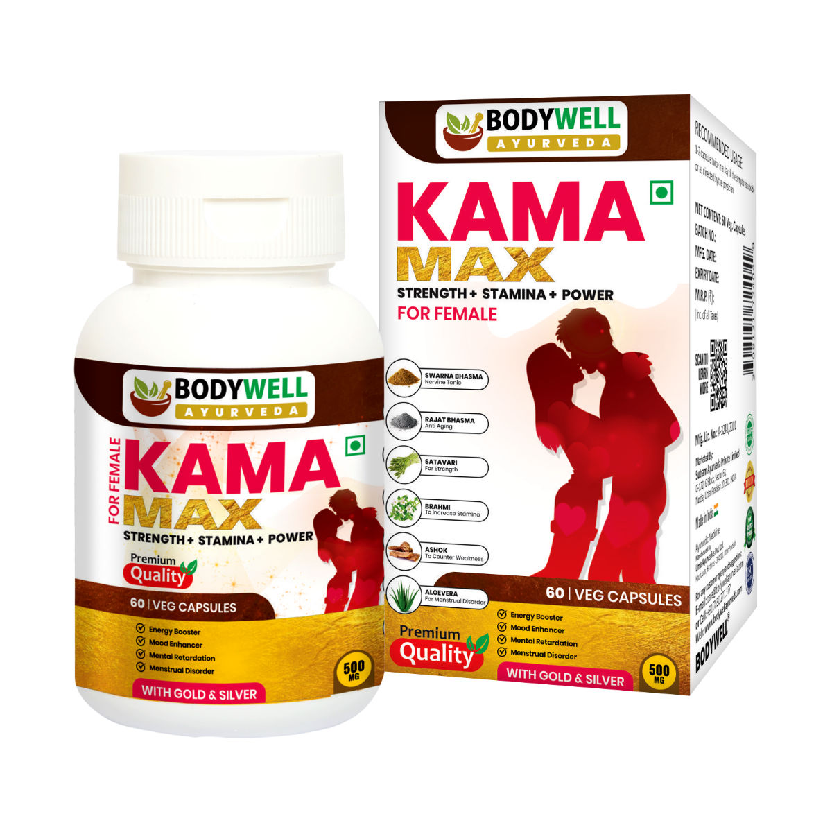 Buy Bodywell Kama Max Female 500 mg, 60 Capsules Online