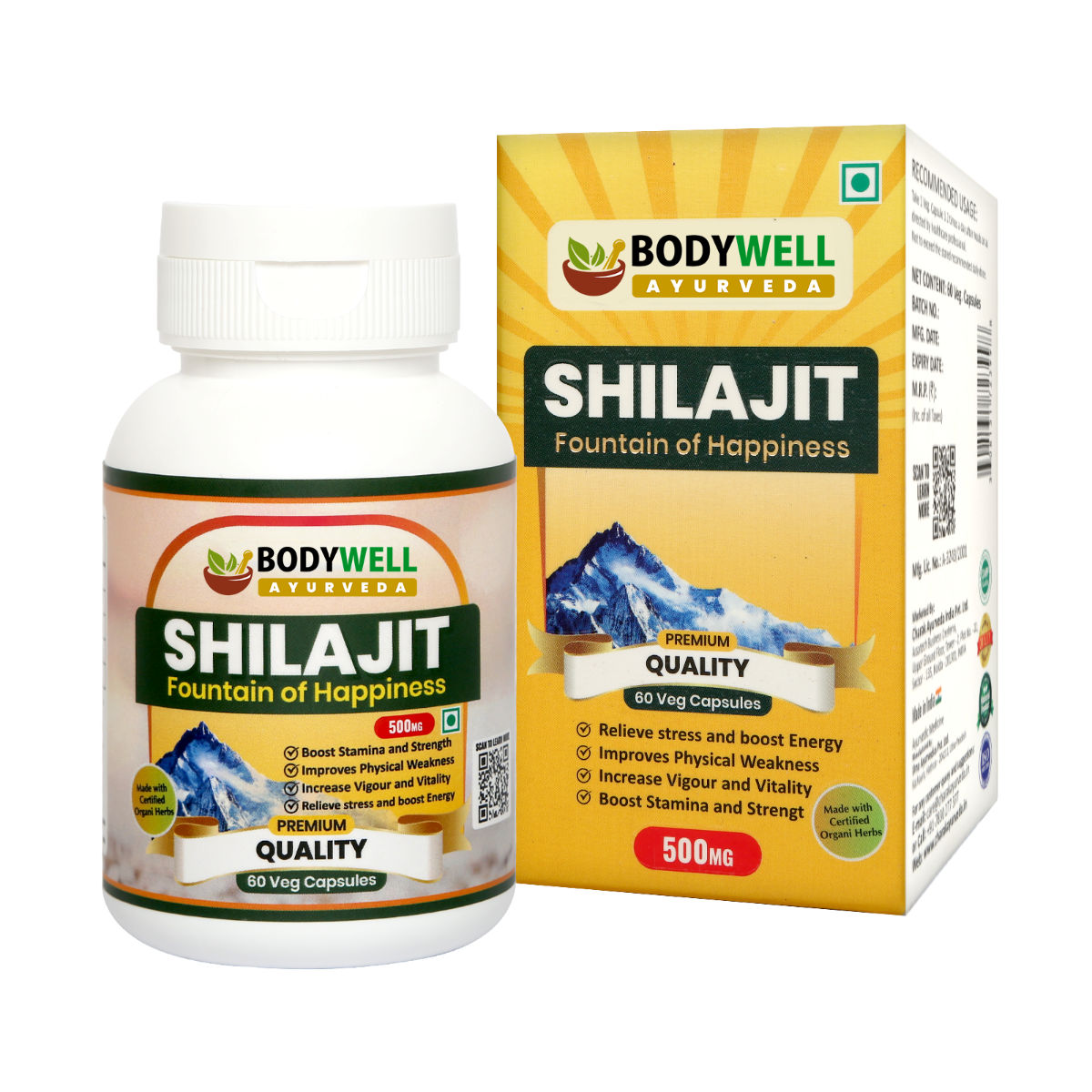 Buy Bodywell Shilajit, 500 mg, 60 Veg Capsules Online