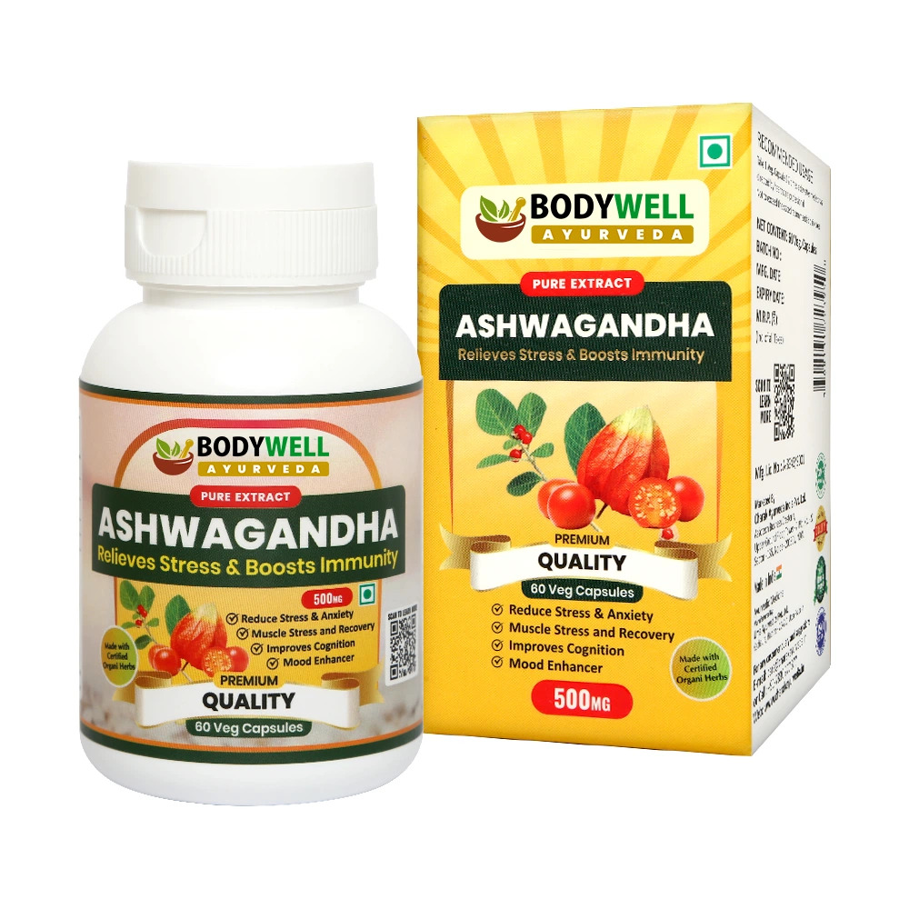 Buy Bodywell Ashwagandha, 500 mg, 60 Veg Capsules Online