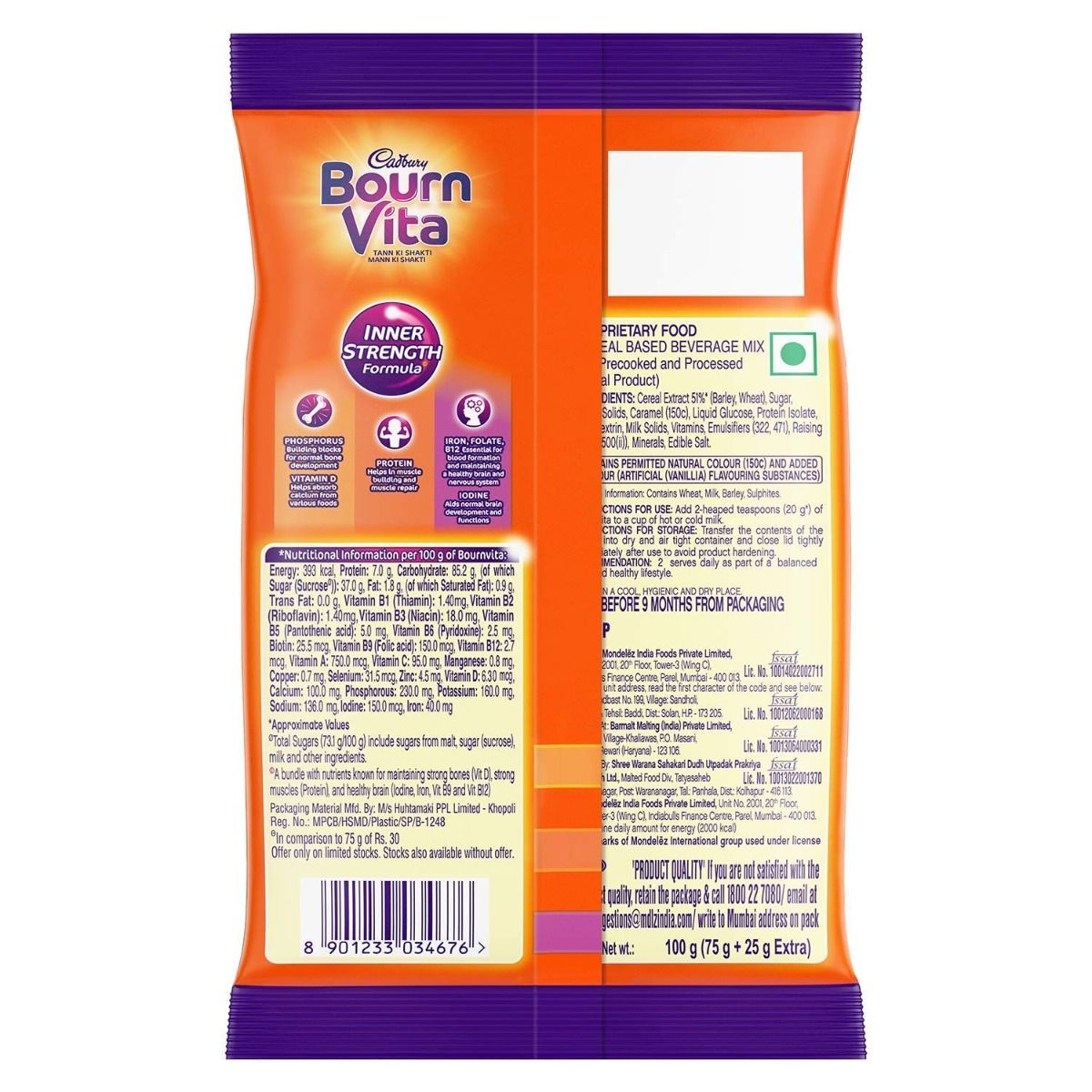 Bournvita Nutrition Drink, 75 gm Refill Pack, Pack of 1 