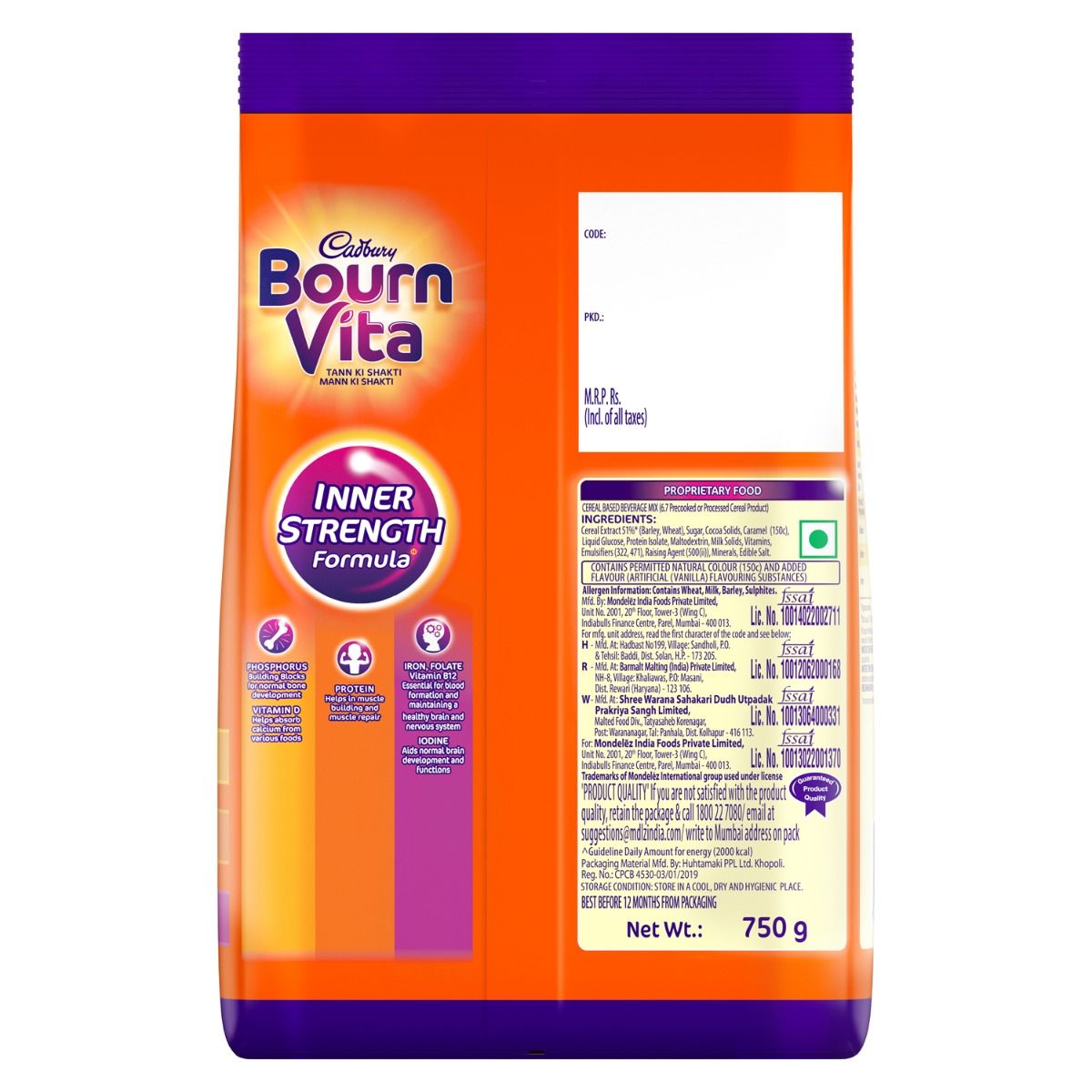 Bournvita Nutrition Drink, 750 gm Refill Pack, Pack of 1 