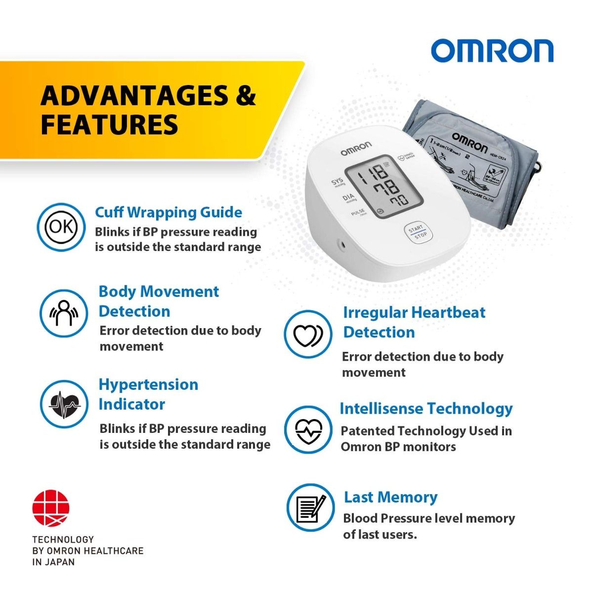 Omron Blood Pressure Monitor HEM-7121J, 1 Count, Pack of 1 