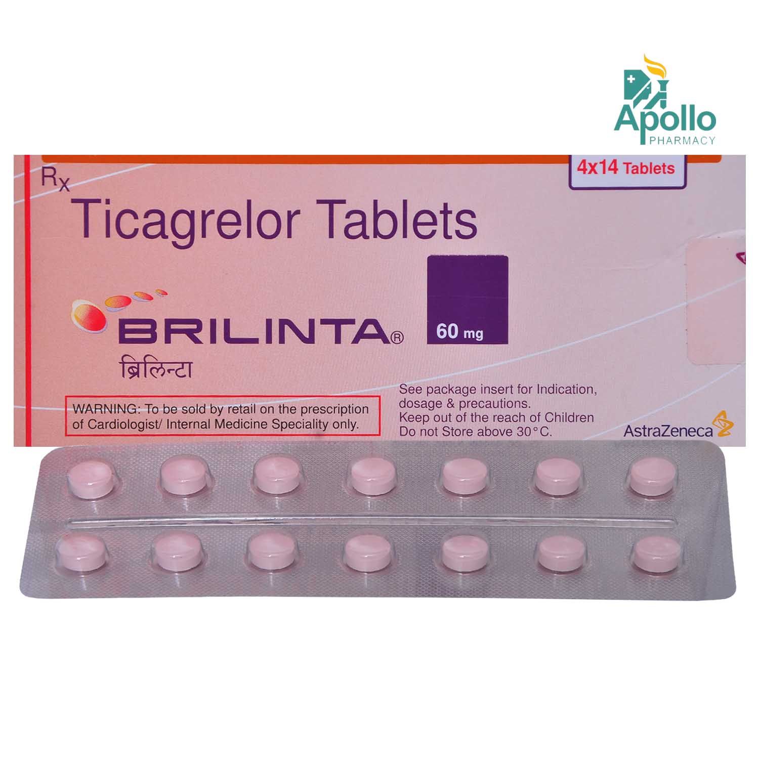 BRILINTA 60MG TABLET 14'S Price, Uses, Side Effects, Composition