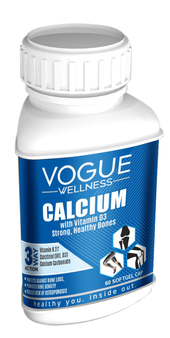 Buy Vogue Wellness Calcium with Vitamin D3, 60 Softgel Capsules Online