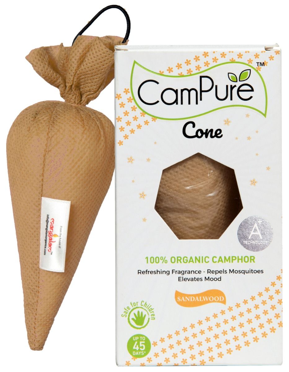 Campure Cone 100% Organic Camphor Sandalwood,  60 gm, Pack of 1 