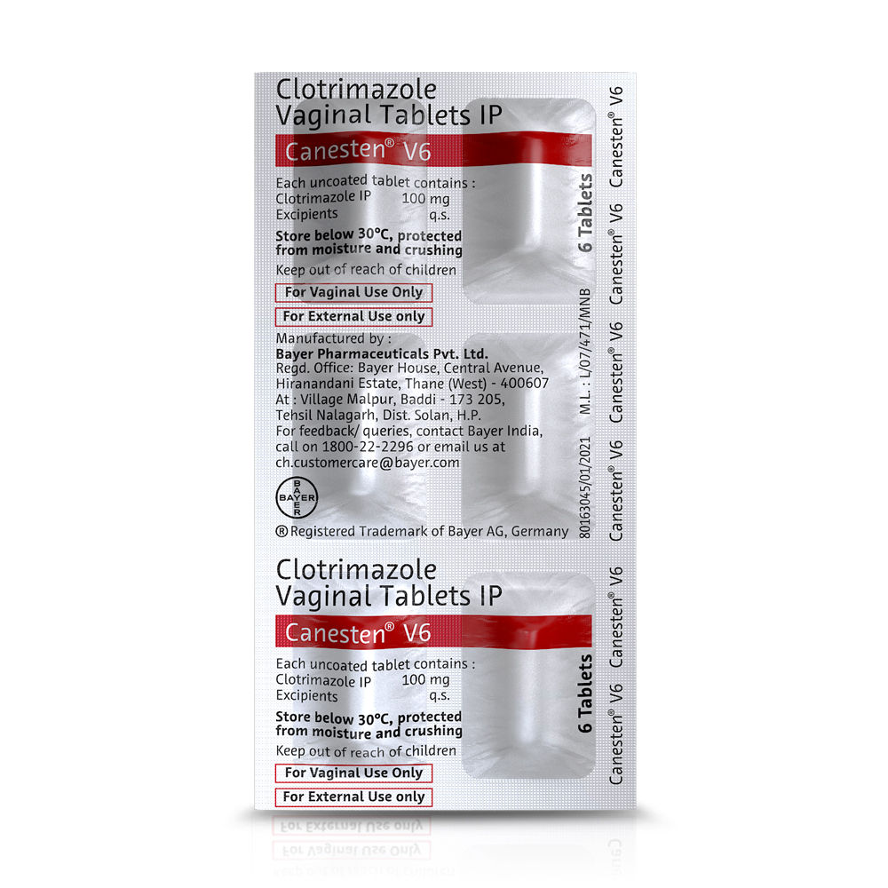 Canesten V6 Tablet 6's Price, Uses, Side Effects, Composition Apollo