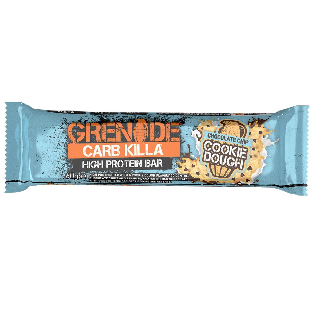 Grenade Carb Killa Chocolate Chip Cookie Dough High Protein Bar, 60 gm, Pack of 1 