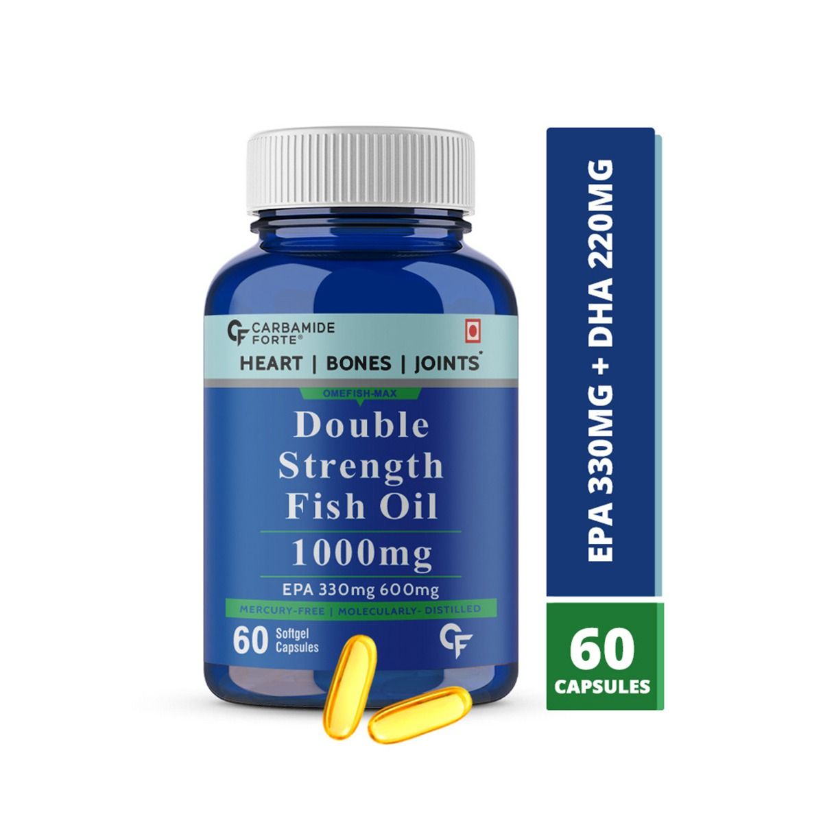 Buy Carbamide Forte Double Strength Fish Oil 1000mg Omega-3 600mg Softgel Capsules, 60 Count Online