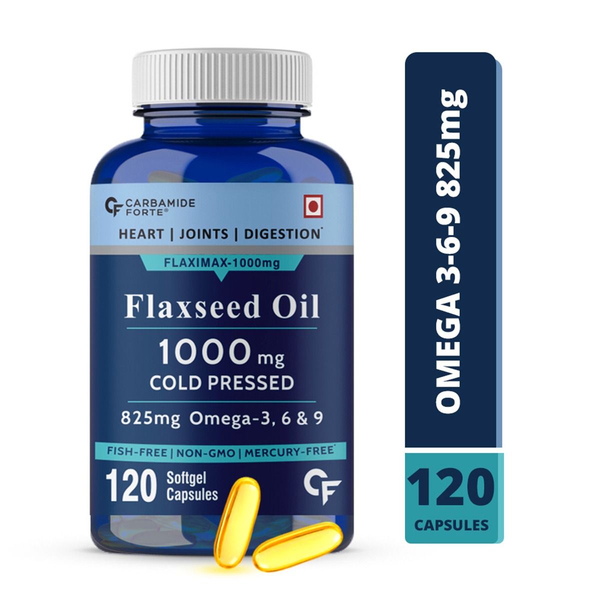 Carbamide Forte Flaxseed Oil 1000mg Cold Pressed 825mg Omega-3,6\u00269 Softgel  Capsules, 120 Count Price, Uses, Side Effects, Composition - Apollo Pharmacy