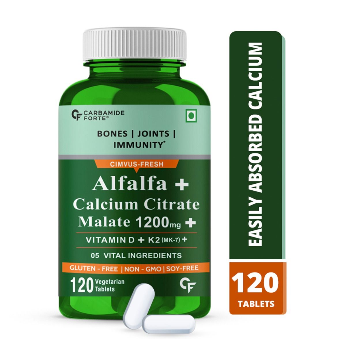 Buy Carbamide Forte Alfalfa + Calcium Citaate Malate 1200mg + Vegetarian Tablets, 120 Count Online