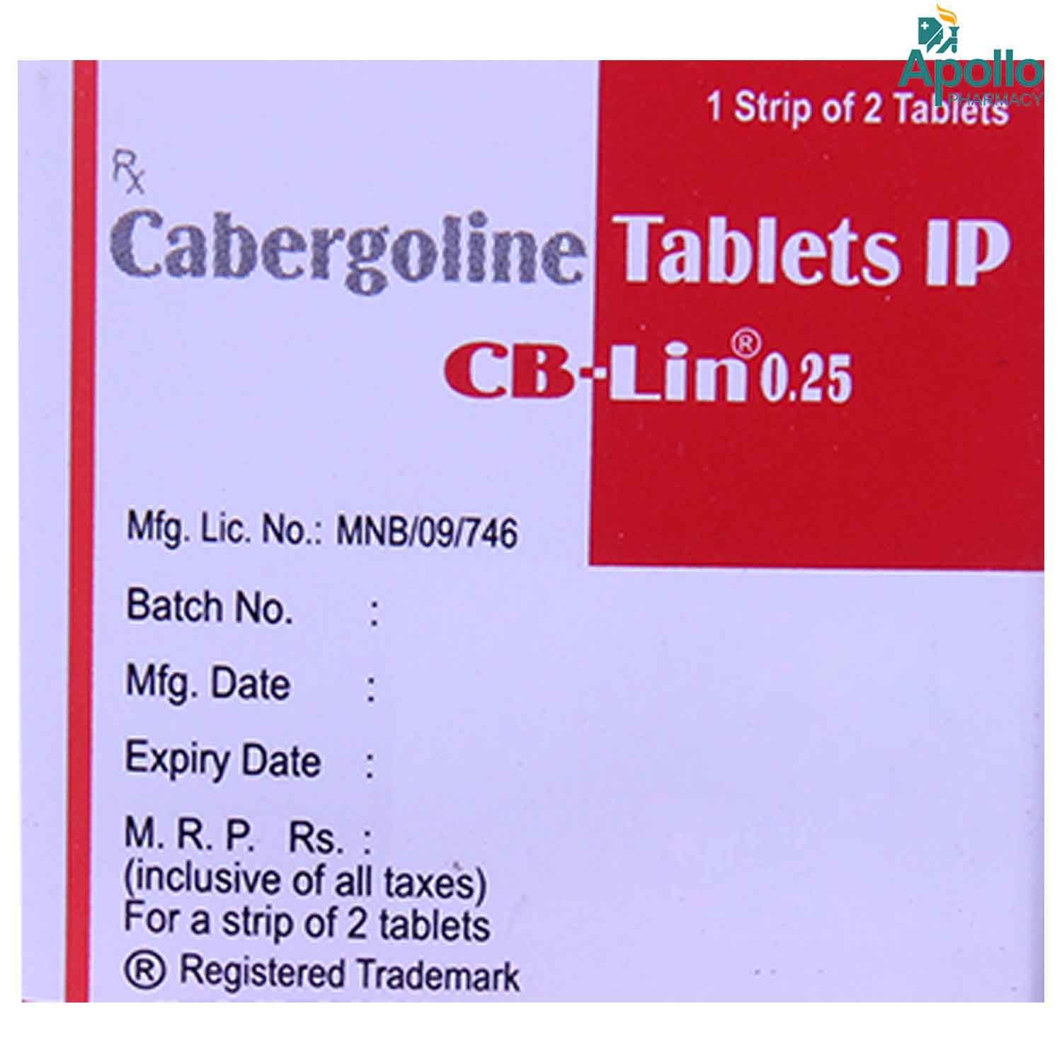 Cb Lin 0 25 Tablet 2 S Price Uses Side Effects Composition Apollo Pharmacy