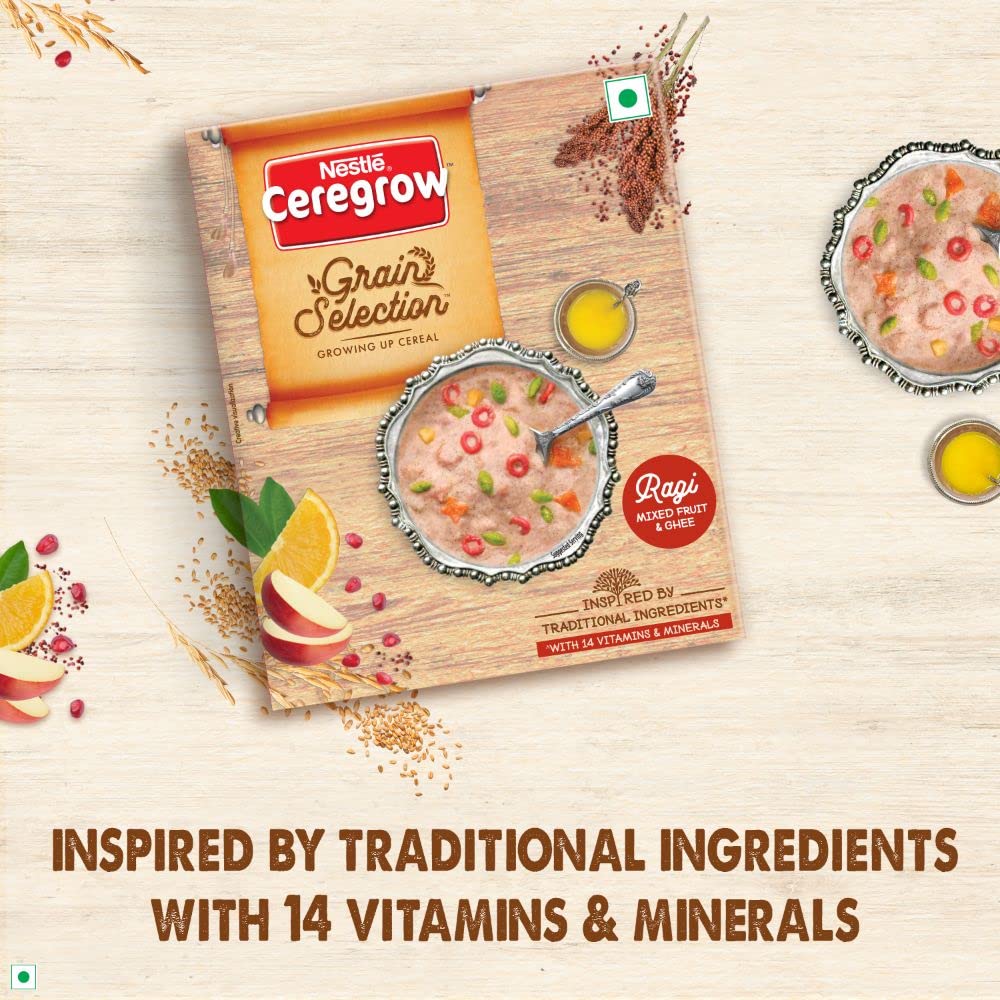 Nestle Ceregrow Ragi Mixed Fruit & Ghee Powder, 300 gm Refill Pack, Pack of 1 