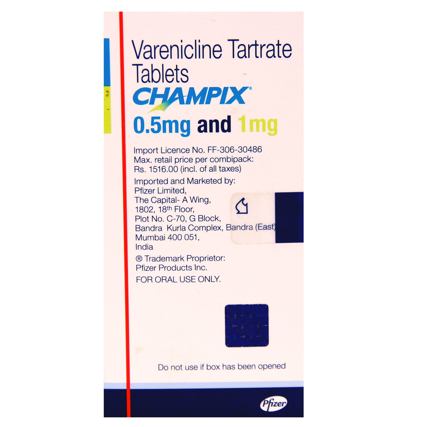 Champix 0.5mg And 1mg Tablet Combipack 25's Price, Uses, Side Effects ...