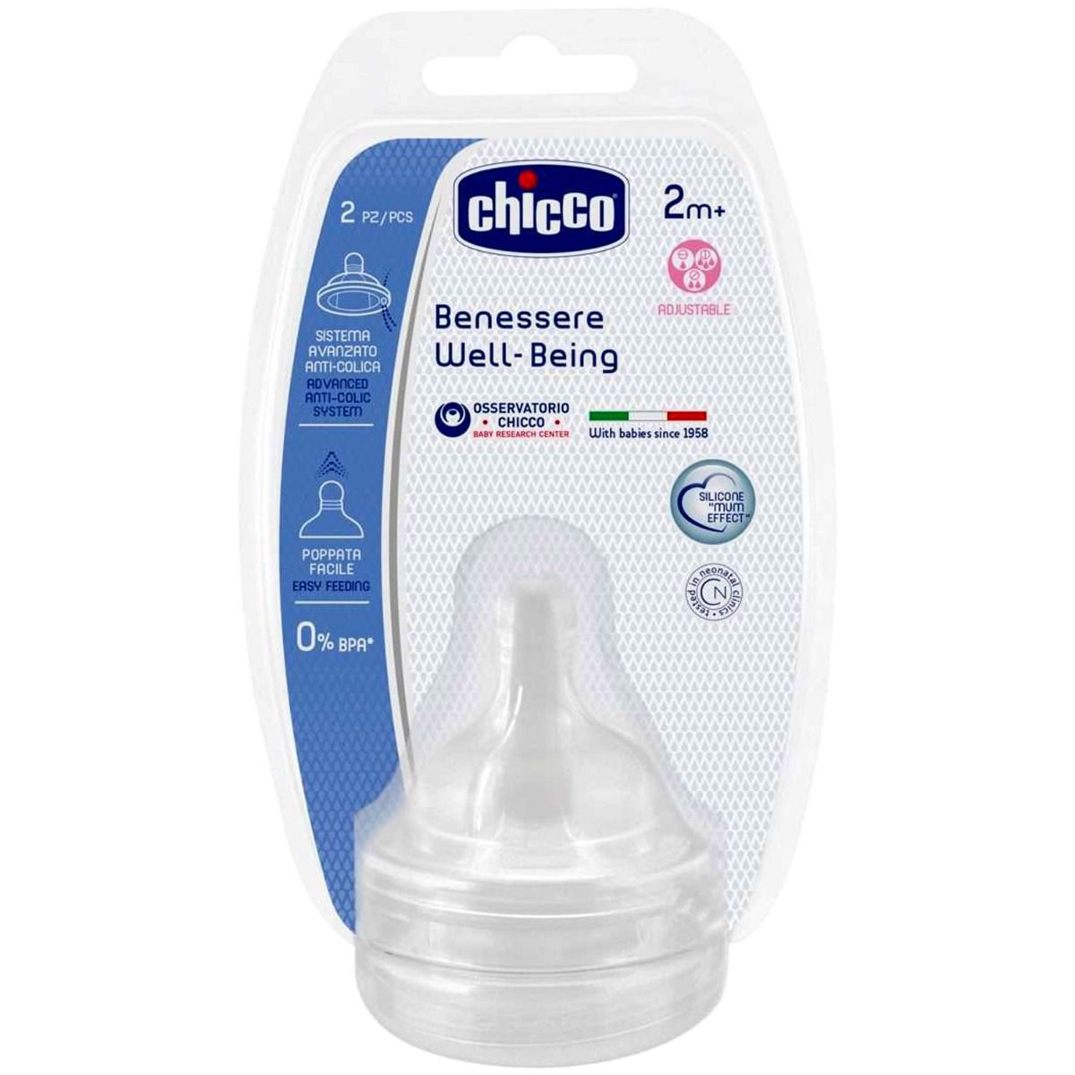Buy Chicco Benessere Well-Being Adjustable Silicone Nipples 2+ Months, 2 Count Online