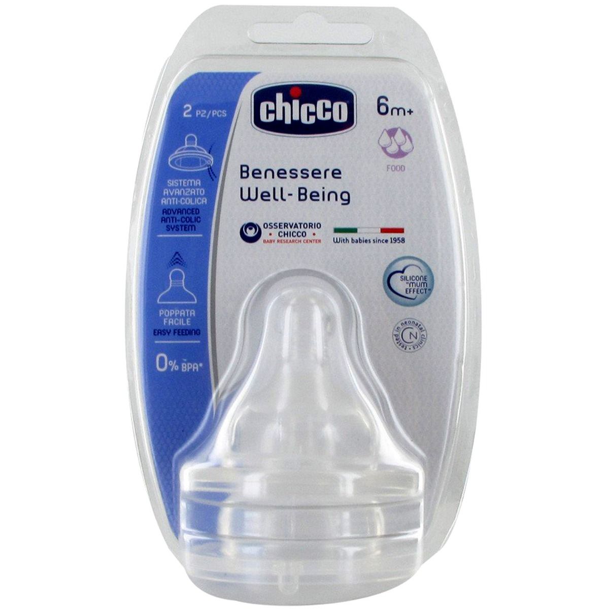Buy Chicco Benessere Well-Being Adjustable Silicone Nipple 6+ Months, 2 Count Online