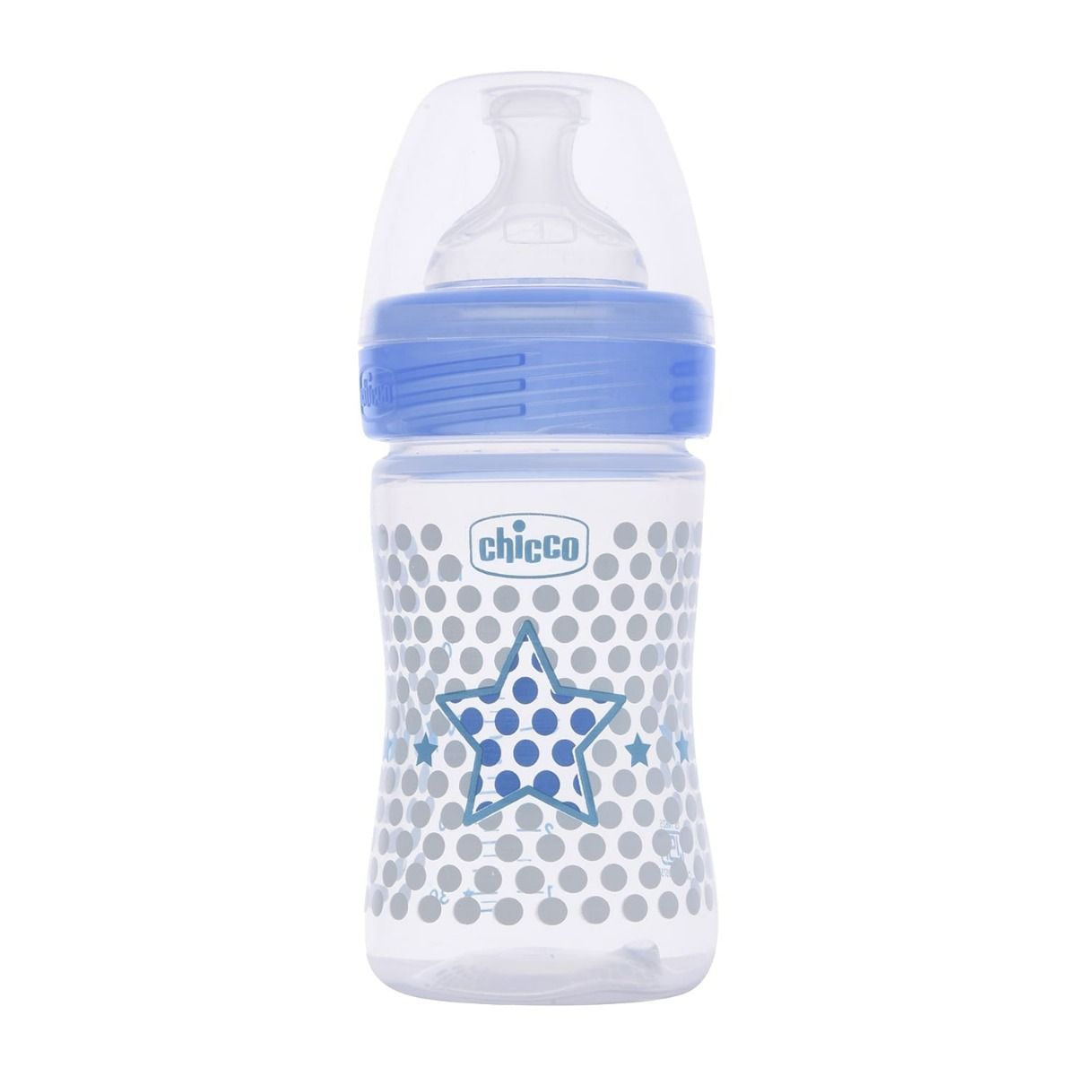 Chicco Well-Being Blue Feeding Bottle, 150 ml, Pack of 1 