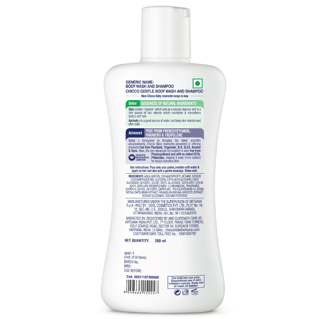 Chicco Baby Moments Gentle Body Wash and Shampoo, 200 ml Price, Uses