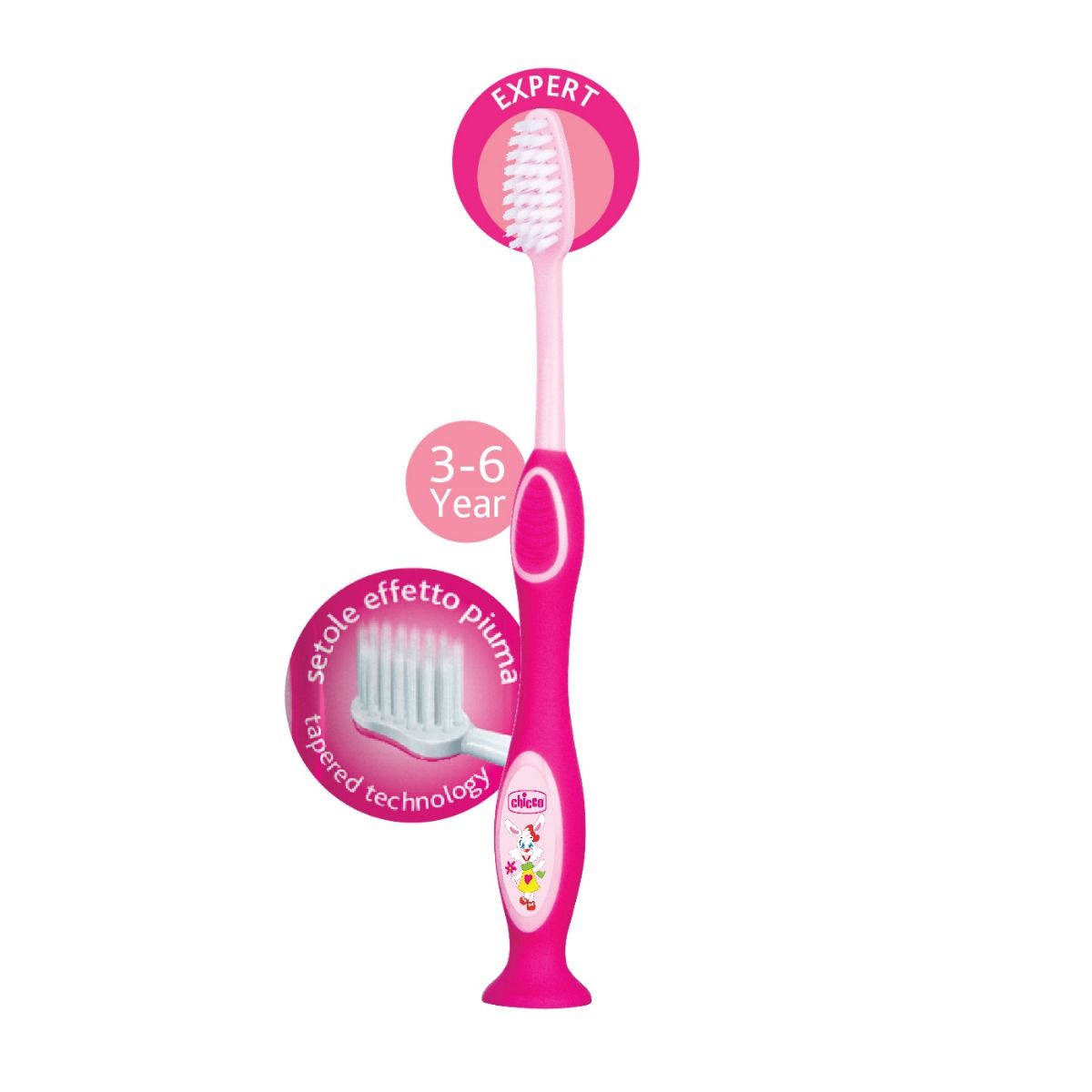 Chicco Pink Toothbrush 3 to 6 Years, 1 Count, Pack of 1 