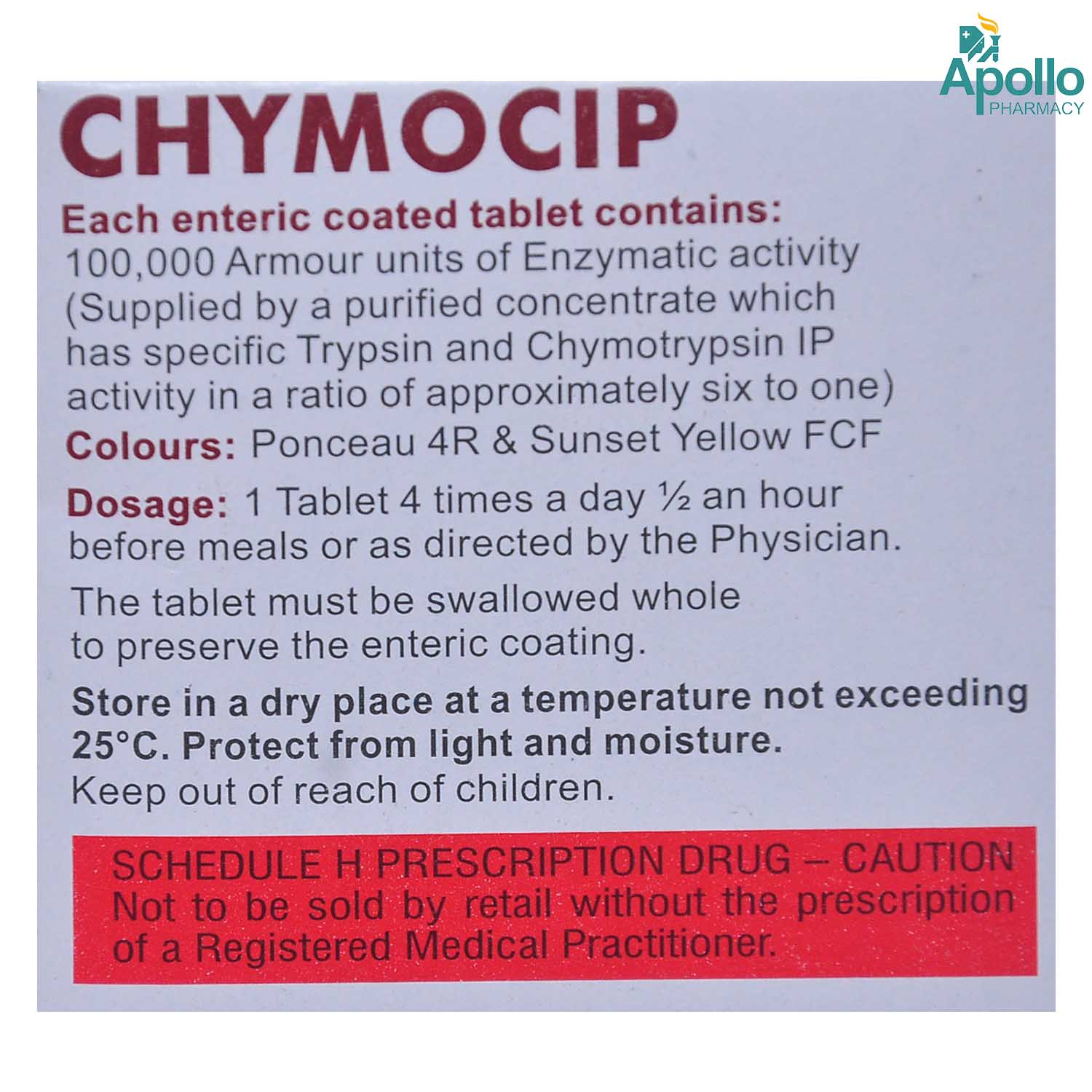 Chymocip Tablet Price, Uses, Side Effects, Composition - Apollo Pharmacy