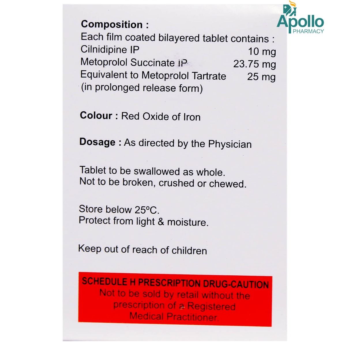 Cilamet XL 10/25 Tablet 15's Price, Uses, Side Effects, Composition