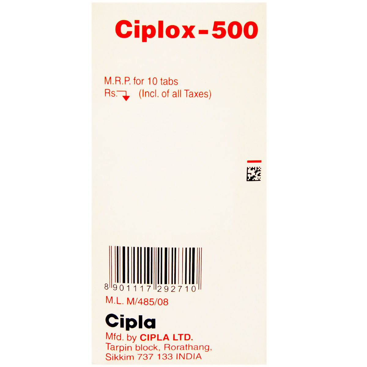 Ciplox-500 Tablet 10's, Pack of 10 TABLETS