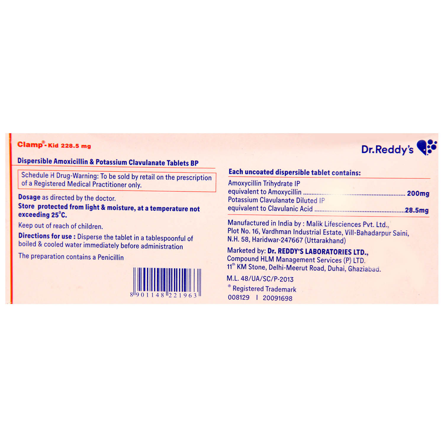 CLAMP KID 228.5MG TABLET Price, Uses, Side Effects, Composition