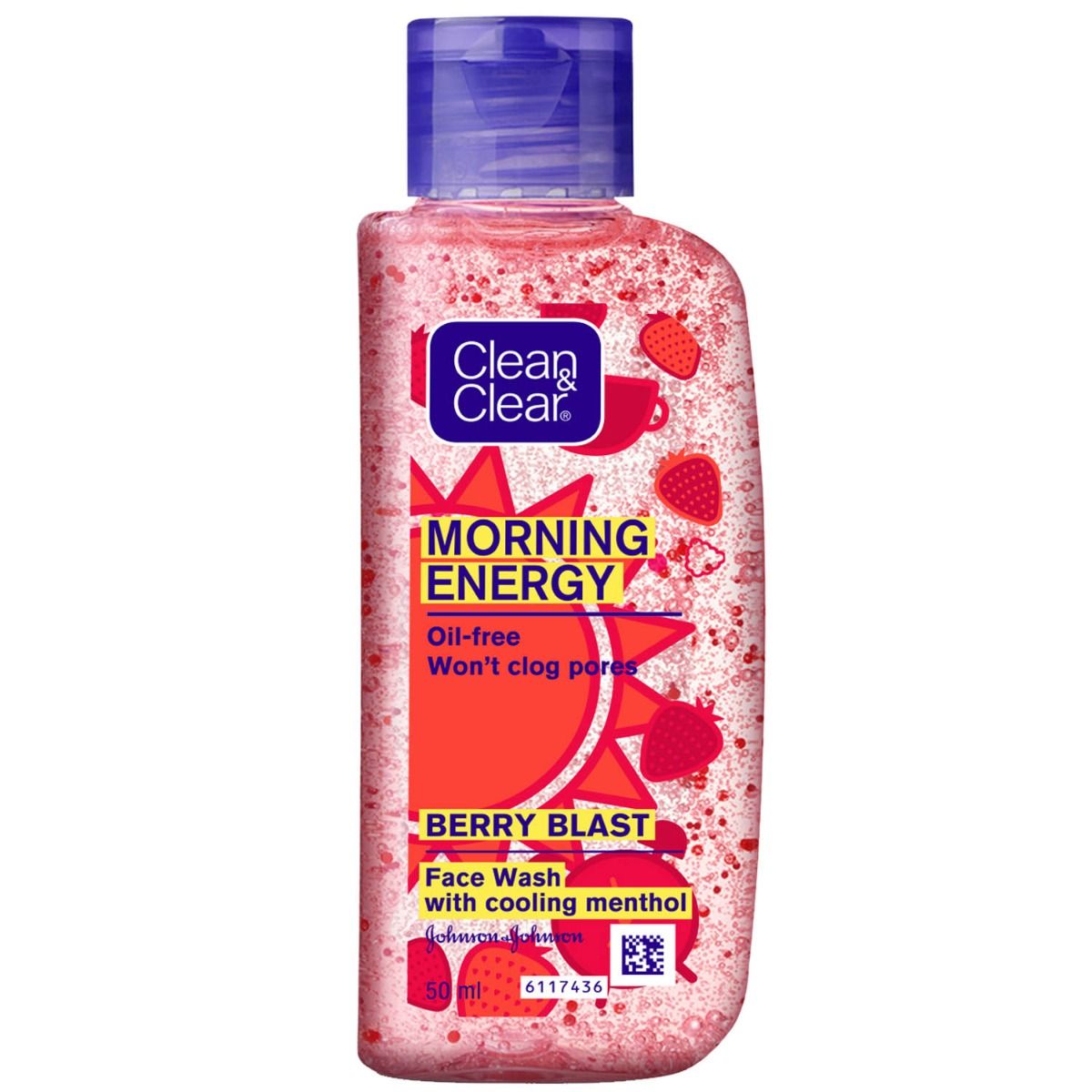 Clean & Clear Morning Energy Oil-Free Berry Blast Face Wash, 50 ml, Pack of 1 