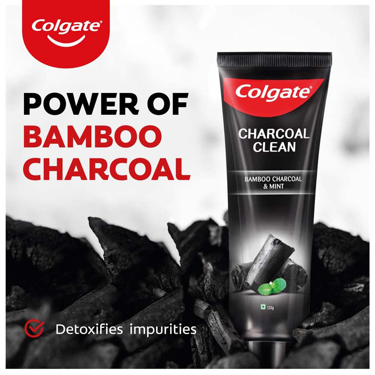 Colgate Charcoal Clean Toothpaste Bamboo Charcoal & Mint, 120 gm, Pack of 1 