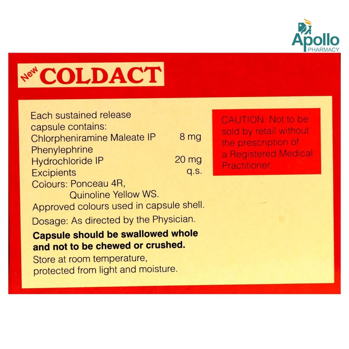 New Coldact Capsule 20's Price, Uses, Side Effects, Composition