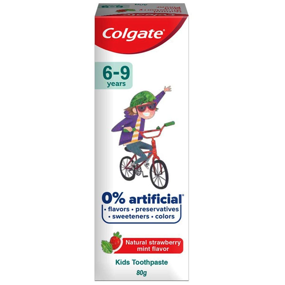Colgate Toothpaste for Kids (6-9 years), Natural Strawberry Mint Flavour 80 gm, Pack of 1 