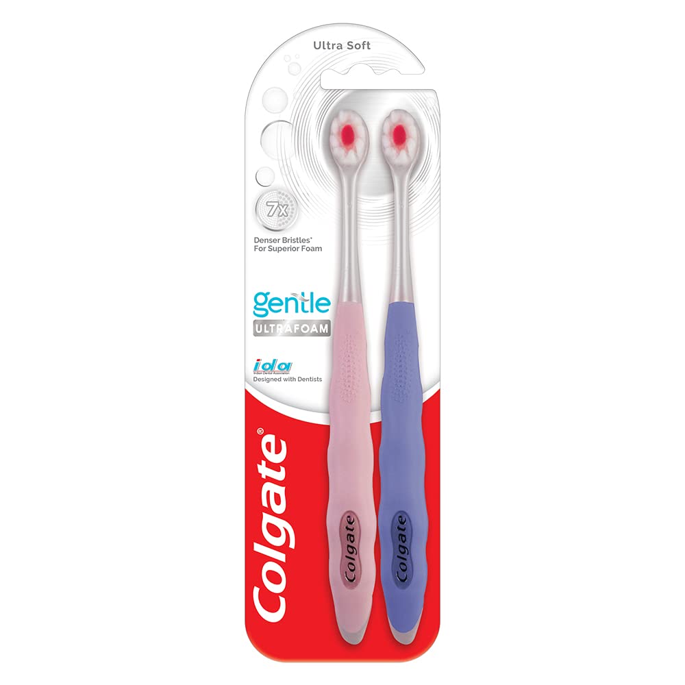 Colgate Gentle Ultra Foam Ultra Soft Toothbrush, 2 Count, Pack of 1 