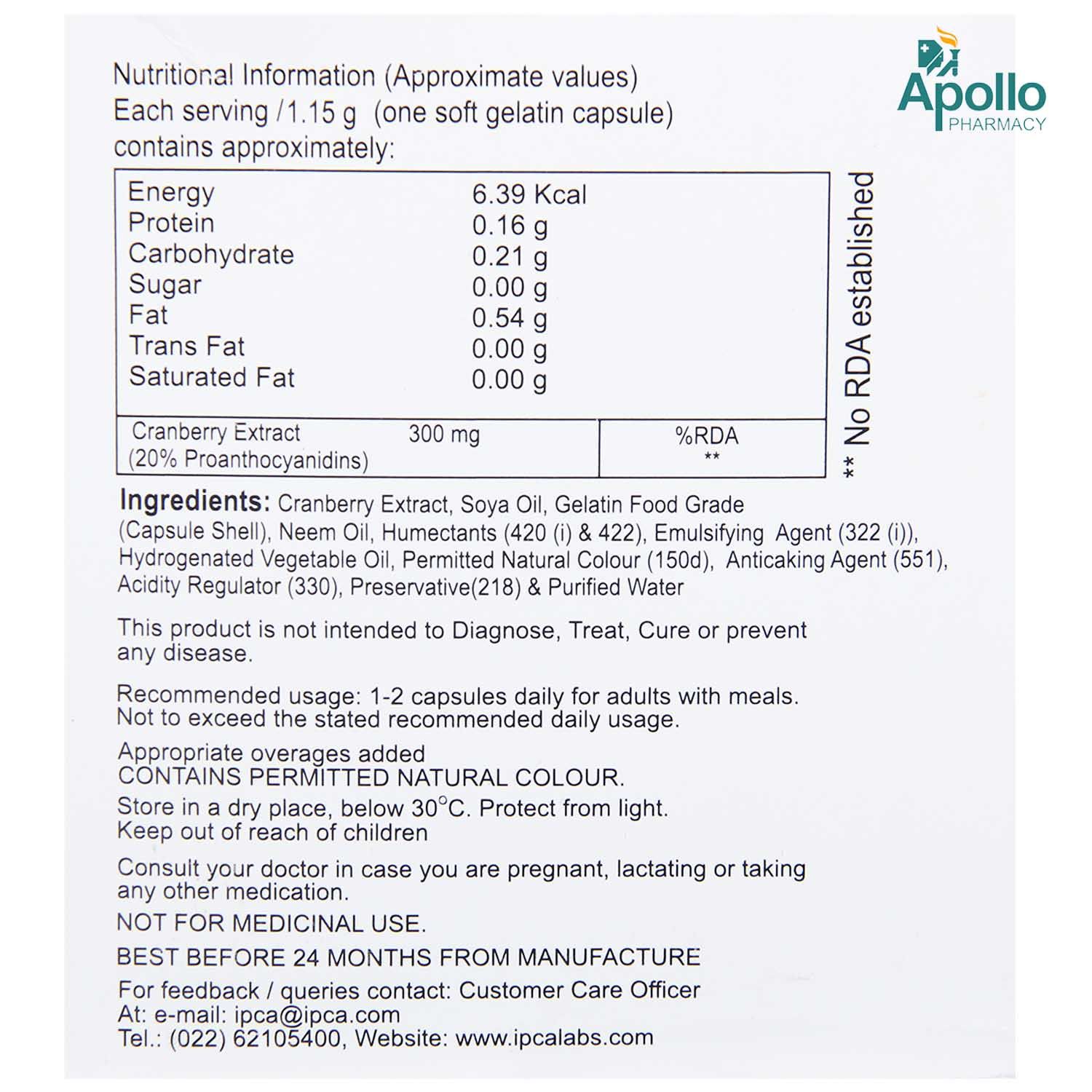 Cranpac Capsule 15s Price Uses Side Effects Composition Apollo