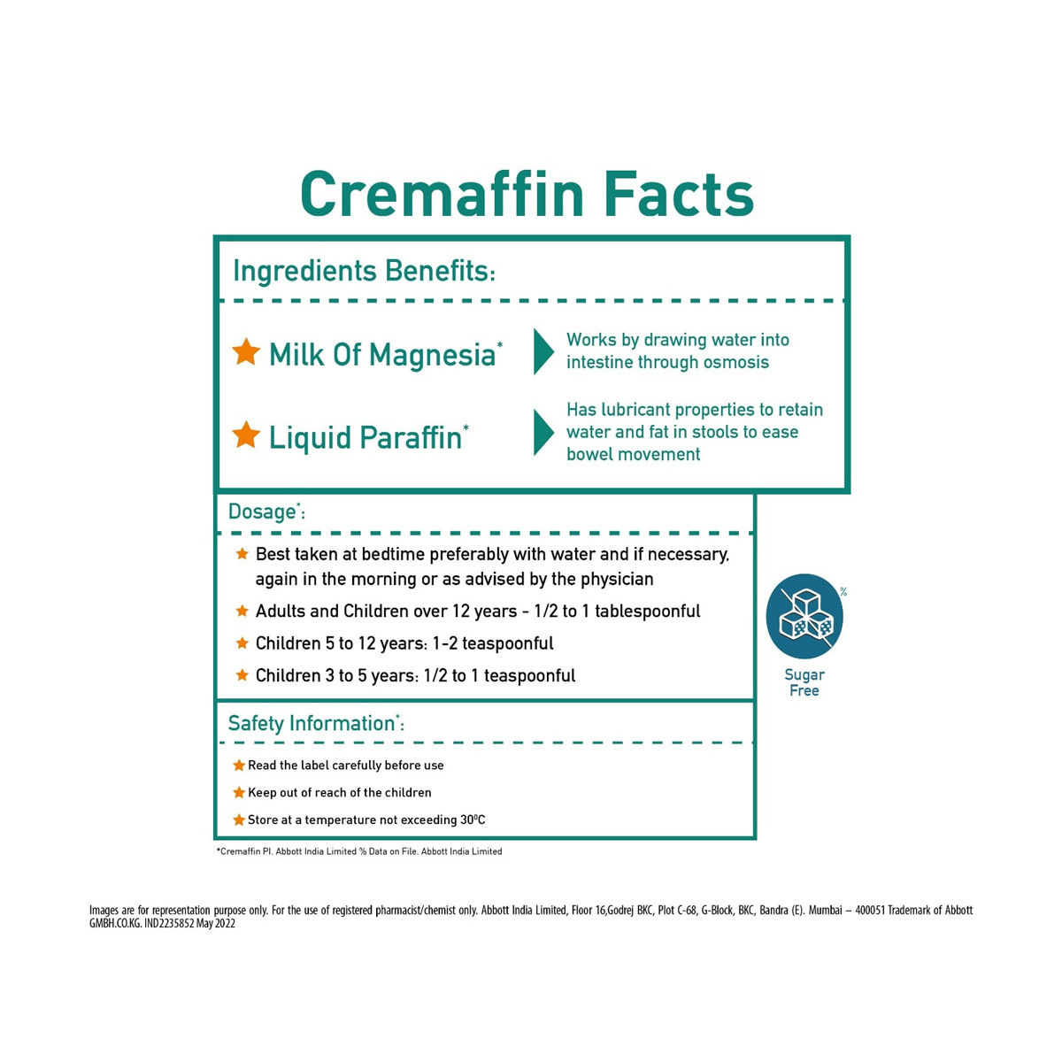 Cremaffin Sugar Free Mint Syrup 225 ml Price, Uses, Side Effects