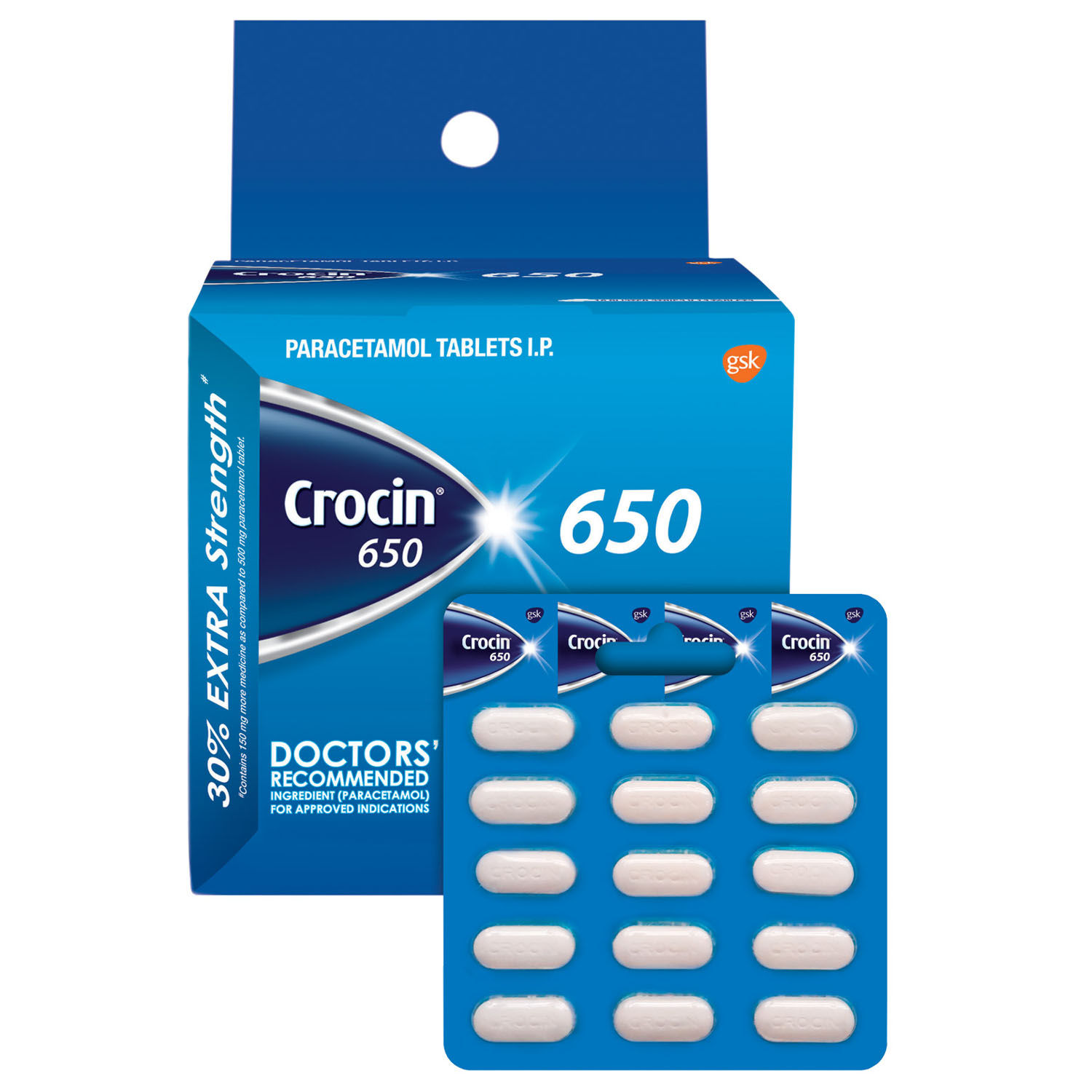 Crocin 650 Tablet 15's, Pack of 15 TABLETS