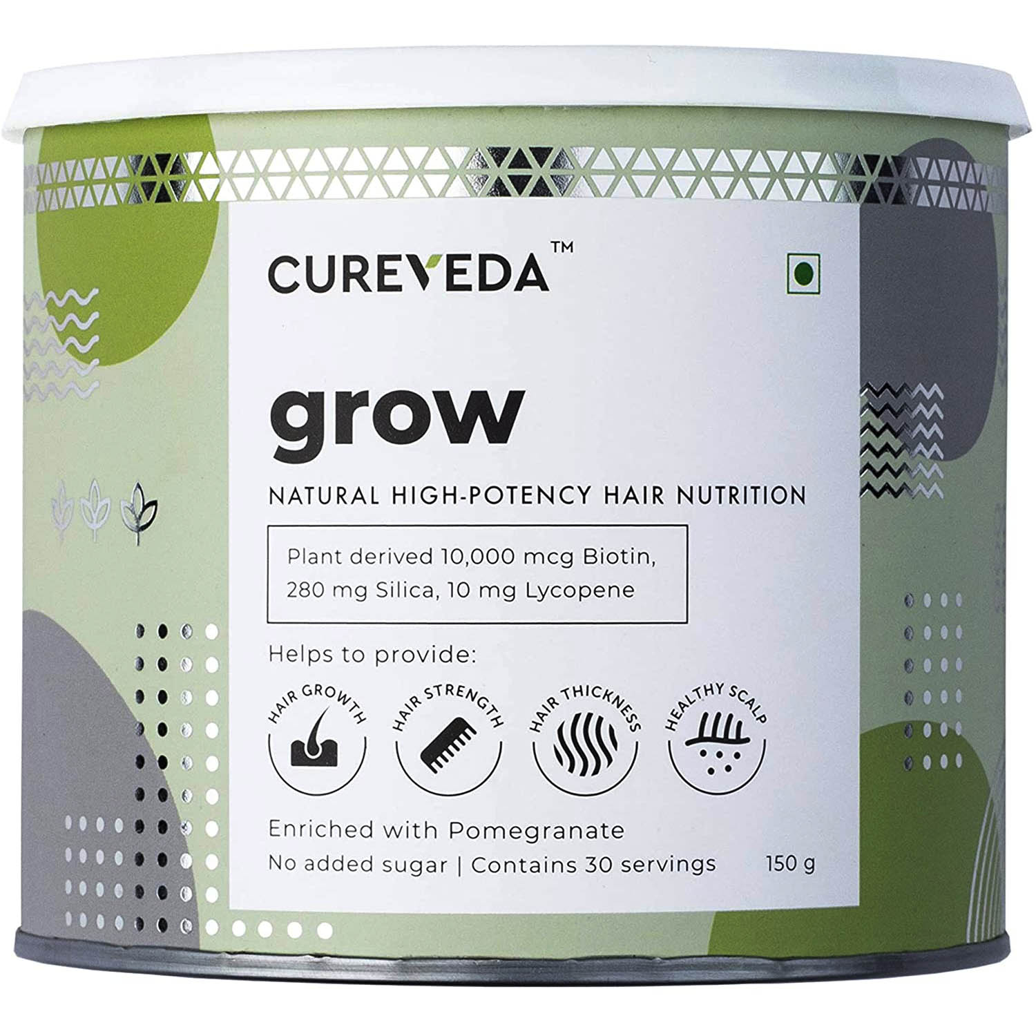 Cureveda Grow Natural High Potency Hair Nutrition Powder, 150 gm, Pack of 1 