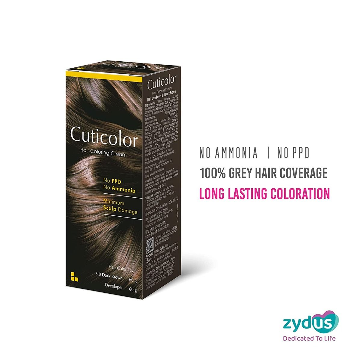 Cuticolor Hair Coloring Dark Brown Hair Color Cream, 1 Kit Price, Uses