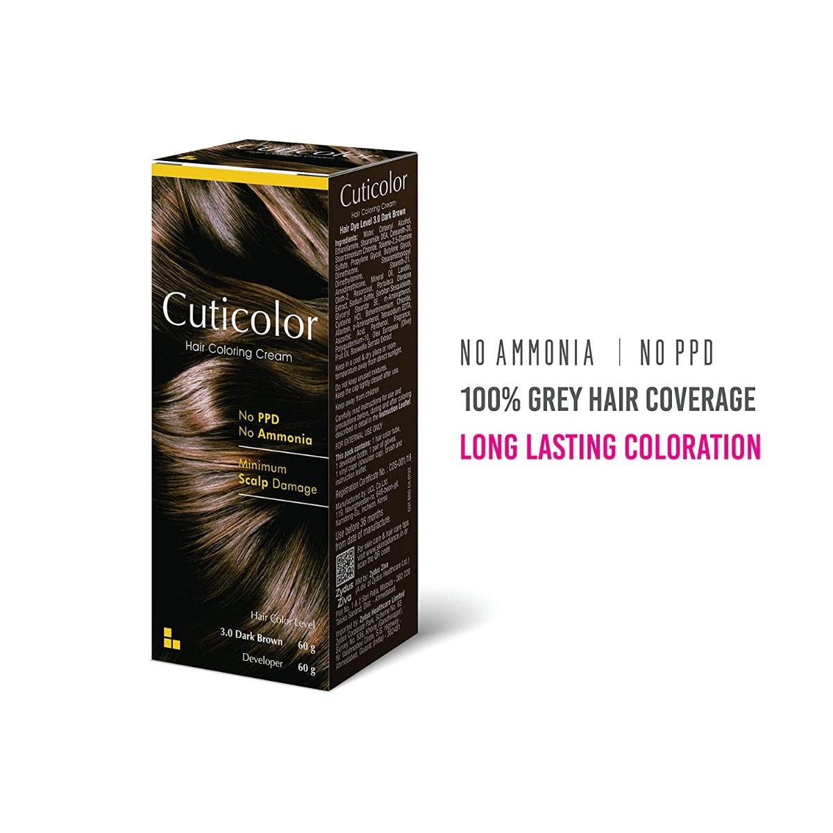 Cuticolor Hair Coloring Dark Brown Hair Color Cream, 1 Kit Price, Uses