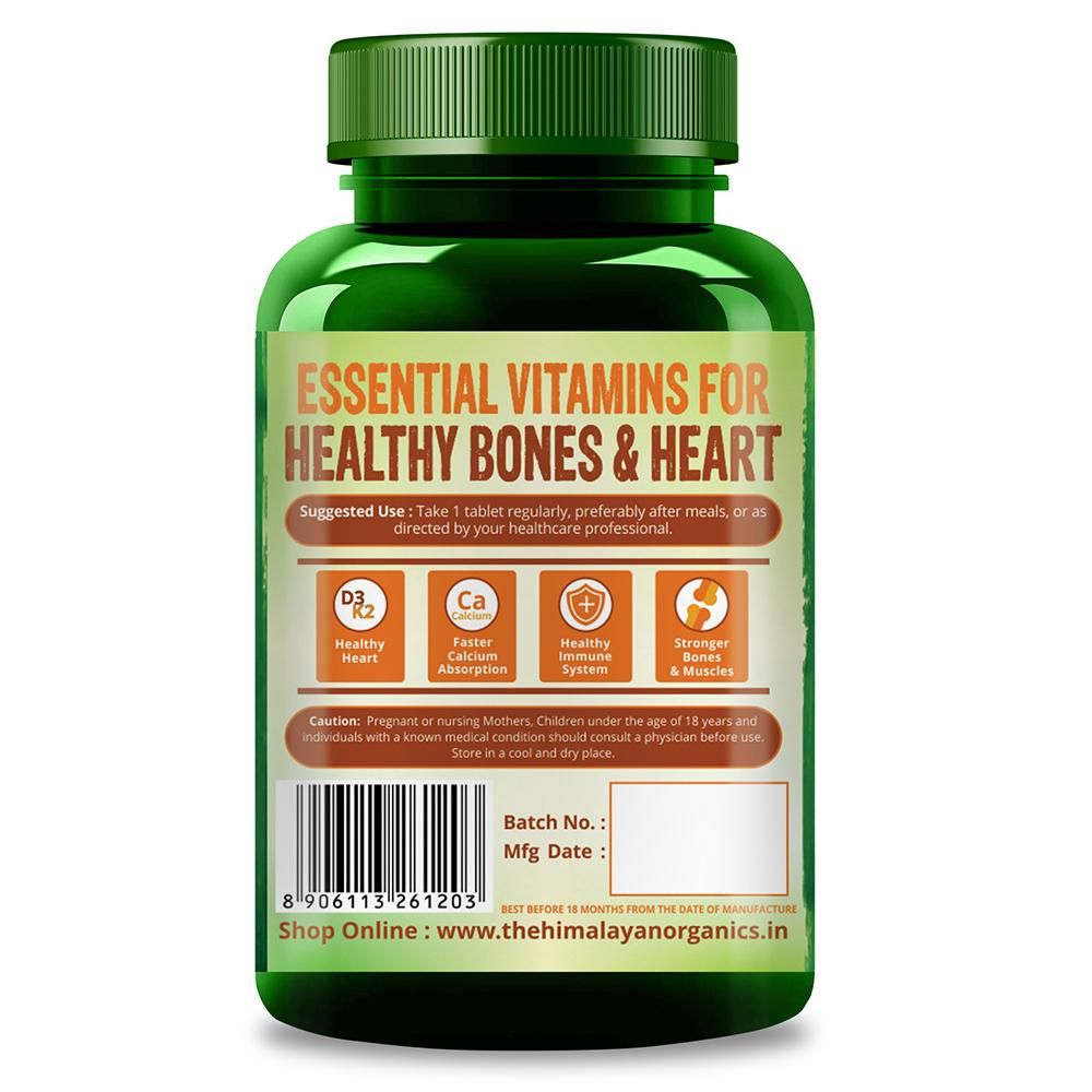 Himalayan Organics Vitamin D3+K2, 120 Tablets, Pack of 1 
